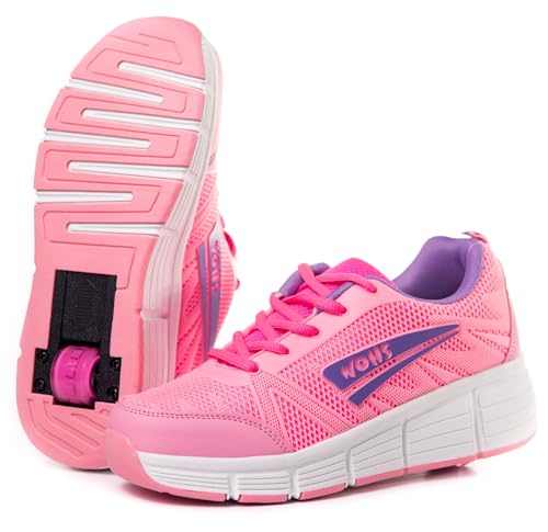WOHS Turnschuhe mit automatisch einziehbaren Rollen. Rosa/violett. Größe 38 von WOHS