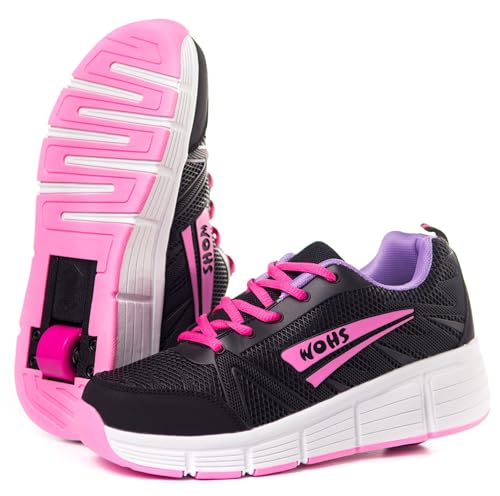 WOHS Turnschuhe mit automatisch einziehbaren Rollen. Schwarz/rosa. Größe 30 von WOHS