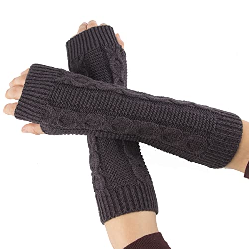 WOIRROIP Gestrickte Armstulpen Handschuhe Winter Lange Fingerlose Handschuhe Daumenloch Handschuhe Fäustlinge für Damen und Herren von WOIRROIP