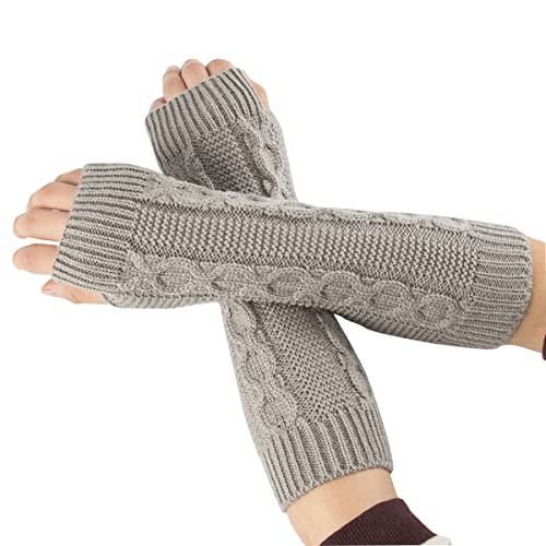 WOIRROIP Gestrickte Armstulpen Handschuhe Winter Lange Fingerlose Handschuhe Daumenloch Handschuhe Fäustlinge für Damen und Herren von WOIRROIP