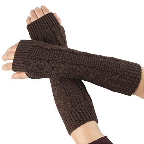 WOIRROIP Gestrickte Armstulpen Handschuhe Winter Lange Fingerlose Handschuhe Daumenloch Handschuhe Fäustlinge für Damen und Herren von WOIRROIP