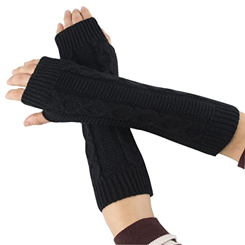 WOIRROIP Gestrickte Armstulpen Handschuhe Winter Lange Fingerlose Handschuhe Daumenloch Handschuhe Fäustlinge für Damen und Herren von WOIRROIP