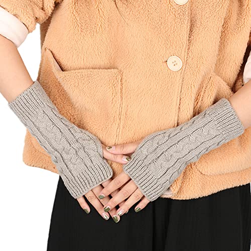 WOIRROIP Gestrickte Armwärmer Fingerlose Handschuhe gestrickt, Damen fingerlose Handschuhe Winter warm Zopfmuster Daumenloch Armstulpen,Fäustlinge für Damen und Mädchen von WOIRROIP