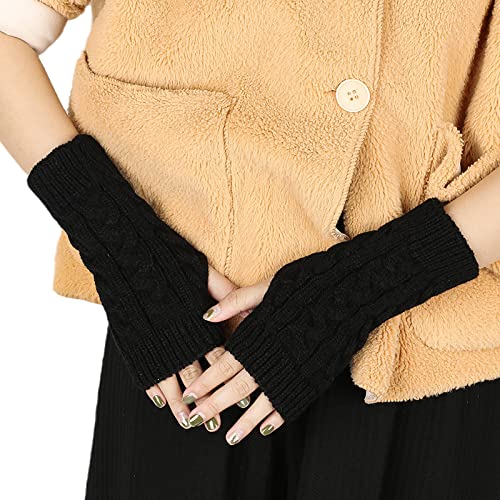 WOIRROIP Gestrickte Armwärmer Fingerlose Handschuhe gestrickt, Damen fingerlose Handschuhe Winter warm Zopfmuster Daumenloch Armstulpen,Fäustlinge für Damen und Mädchen von WOIRROIP