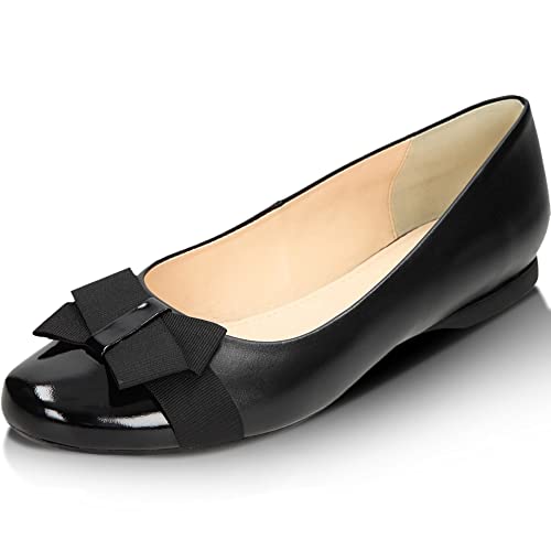 WOJAS - Damen Ballerinas/Flache Sohle/Klassische und Elengant/Leder Schue/Modische Balerinaschuhe - 44009-71, Schwarz, Größe 39 von WOJAS