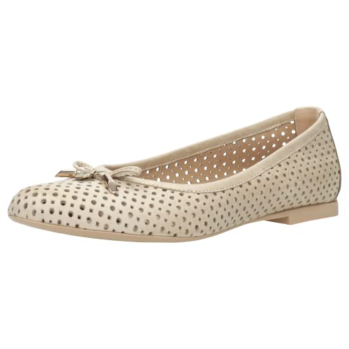 WOJAS - Damen Ballerinas/Leder Flats/Bequeme Sommer Schuhe/Bequem Balerinaschuhe/Flache Sohle - Beige, 44006-54, Größe 37 von WOJAS