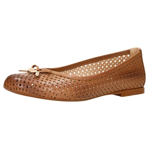 WOJAS - Damen-Ballerinas | Durchbrochene Oberfläche | Narbenleder | Flechtoptik | Perfekt für den Frühling | Eleganter Stil | 44006-52 - Braun, Größe 39 von WOJAS