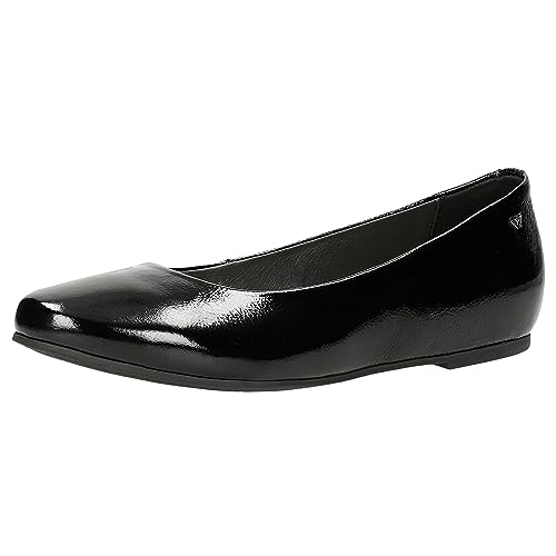 WOJAS - Damen Ballerinas aus Lackleder, Bequem Schlupfschuhe, Flache Sohle, Lederfutter, Elegant Schuhe, 44005-31 - Schwarz, Gr. 42 von WOJAS