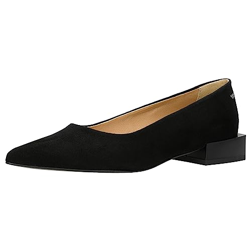 WOJAS - Damen Ballerinas mit Designer Absatz, Spitzer Schuhkappe, Beschichtetes Glattleder, Lederfutter, Elegant und Praktisch, 46215-61 - Schwarz, Gr. 37 von WOJAS