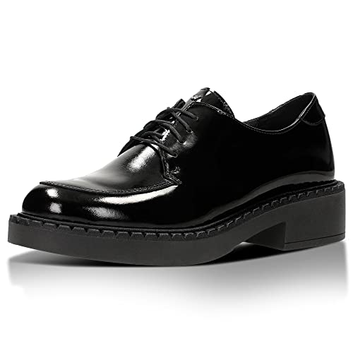 WOJAS - Damen Brogues I Geschnürt I Lackleder mit glatter Oberfläche I Traditioneller Schnitt I Lässiger Stil I Sohlenhöhe 2,5 cm - 4,5 cm I 46187-31 - Schwarz, Gr.37 von WOJAS
