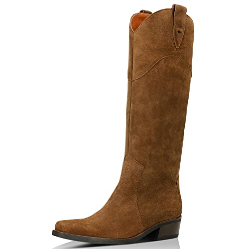 WOJAS - Damen Cowboystiefel I zum Hineinschlüpfen I Spaltvelours I Weiches Futter I Hoher Schaft I Urbaner Stil I für den Herbst I Praktisch und Bequem I 71039-63 - Braun, Gr. 40 von WOJAS