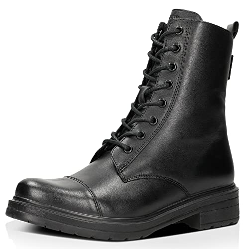 WOJAS - Damen Lederne Schnürschuhe I mit Warmfutter I Hohen Wärmekomfort I Aus Hochwertigem Glattleder I Hohen Schaft I Urbane Looks I 64026-59 - Schwarz, Gr. 36 von WOJAS