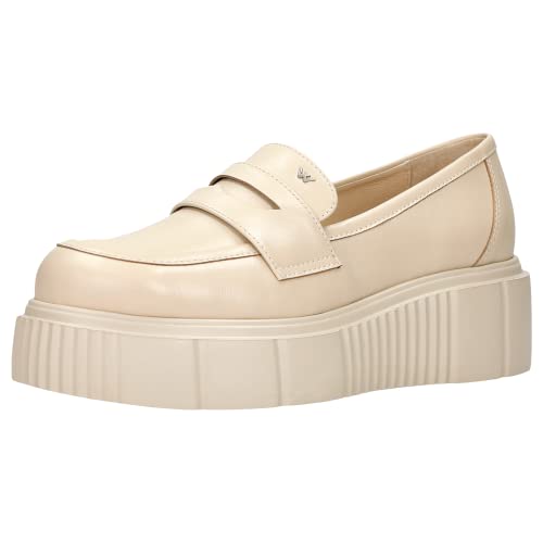 WOJAS - Damen Loafers mit Plateausohle I Bequeme und Praktische Mokassins I Elegante Halbschuhe I Modisch Schlupfschuhe I 46125-54, Gr. 39 - Beige von WOJAS