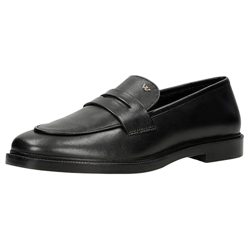 WOJAS - Damen Mokassins, aus Glattleder Gefertigt, Penny Loafer aus Leder, Damenmokassins mit Modischen Design, Dekorative Riemen Vorne, 46255-51 - Schwarz, Gr. 39 von WOJAS