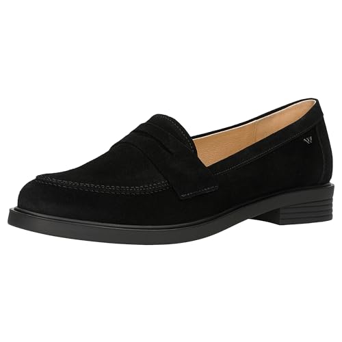 WOJAS - Damen Mokassins, aus Hochwertigem Spaltvelours, Damenmokassins mit Dekorativer Riemen, Damen Slipper Schuhe für Wärmeren Monaten, 46222-61 - Schwarz, Gr. 39 von WOJAS