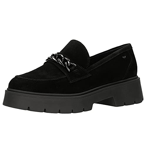 WOJAS - Damen Mokassins I Schlupfschuhe mit Schnalle I aus Hochwertigem Spaltvelours I mit Silbernen Kette I Futter aus Schweinsleder I Breite Absatz I 46112-61 - Schwarz, Gr. 37 WOJAS - Damen Mokassins I Schlupfschuhe mit Schnalle I aus Hochwertigem Spaltvelours I mit Silbernen Kette I Futter aus Schweinsleder I Breite Absatz I 46112-61 - Schwarz, Gr. 37 von WOJAS