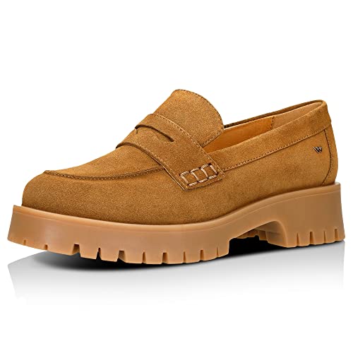 WOJAS - Damen-Mokassins I Veloursleder I Lässiger Stil I Komfort und Bequemlichkeit I Dekorativer Akzent I Sohle mit Profil I Perfekt für den Herbst I 46124-63 - Hellbraun, Gr. 37 von WOJAS