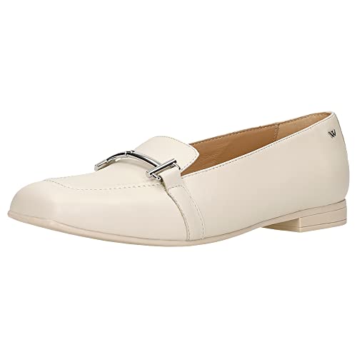 WOJAS - Damen Mokassins I auf Flacher Sohle I aus Hochwertigem Glattleder I Lederfutter I Verzierter Einsatz I Sommerschuhe I Elegant und Bequem I 46226-54 - Beige, Gr. 41 von WOJAS