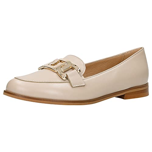 WOJAS - Damen Mokassins I auf Flacher Sohle I aus Hochwertigem Glattleder I Lederfutter I Zierkette I Sommerschuhe I Elegant und Bequem I 46225-54 - Beige, Gr. 39 WOJAS - Damen Mokassins I auf Flacher Sohle I aus Hochwertigem Glattleder I Lederfutter I Zierkette I Sommerschuhe I Elegant und Bequem I 46225-54 - Beige, Gr. 39 von WOJAS