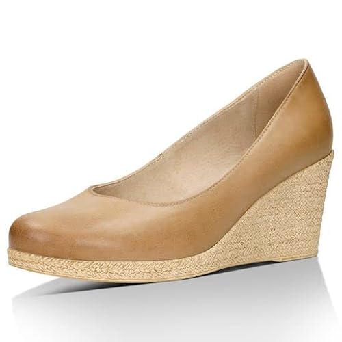 WOJAS - Damen Pumps I mit Keilabsatz I Glattleder I Weiches Futter I Bequem und Elegant I 35077-54 - Beige, Gr. 37 von WOJAS