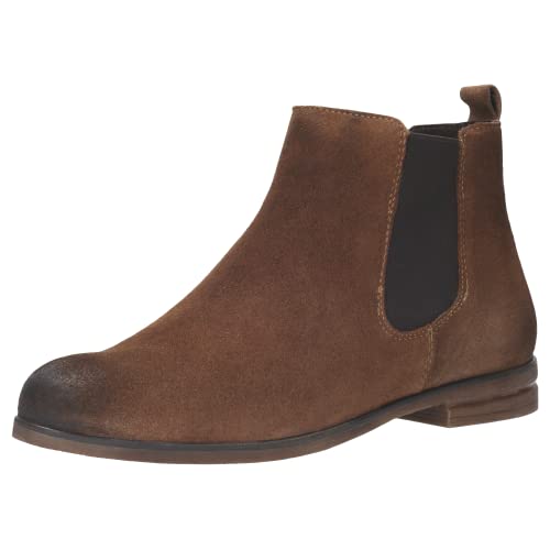 WOJAS Damen Siefeletten aus Velours-Spaltleder – Schuhe Stiefel Flach Kurz Leder Ganzjahresschuhe – Braun, 9503-62, Gr. 38 von WOJAS