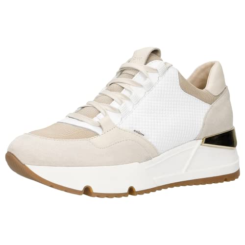 WOJAS - Damen Sneakers I mit Schnürung I Genarbtes Leder I Weiches Innenfutter | Modisches Design I 46137-89 - Weiß-Beige, Gr. 38 von WOJAS