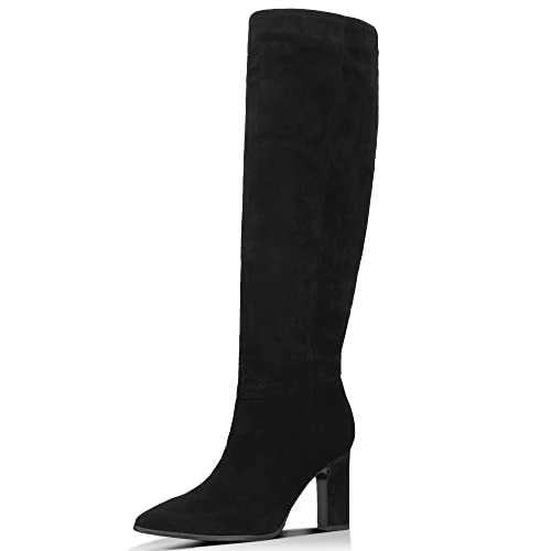 WOJAS - Damen Stiefel I aus Veloursleder I Futter aus Vliesstoff I Elegante Spitze Schuhkappe I Damenstiefel für den Herbst I Ansprechende Design I 71030-61 - Schwarz, Gr. 37 von WOJAS