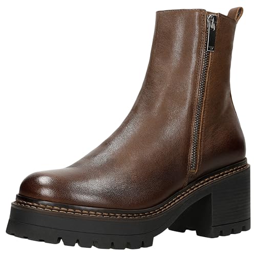 WOJAS - Damen Stiefeletten, mit Komfortable Warmfutter, Damenstiefeletten aus Hochwertigem Glattleder, Urbanes Winterschuhwerk, Klassisches Design, 55233-52 - Braun, Gr. 38 von WOJAS