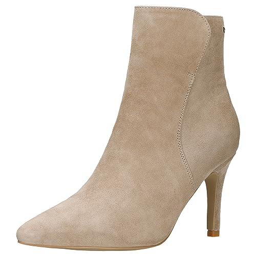 WOJAS - Damen Stiefeletten mit Absatz, aus Veloursleder, mit Reißverschluss, Elegant und Bequem, 55199-64 - Beige, Gr. 38 von WOJAS