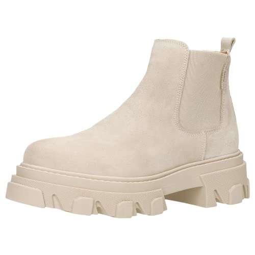 WOJAS - Damen Stiefeletten mit Profilsohle I Beige Damenstiefeletten I Elegant Damenboots I Bequeme Botts I Schicke Damenschuhe I 55041-64, Gr. 39 von WOJAS