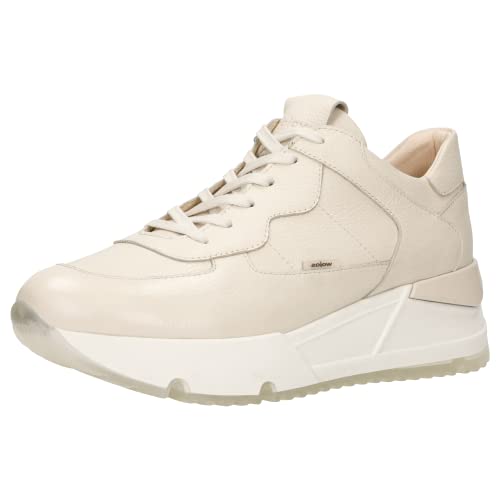 WOJAS - Damen Turnschuhe/Bequeme Schuhe/Leder Sneakers/Perfekt für Sommer/Schnürschuhe - Beige, 46136-54, Größe 38 von WOJAS