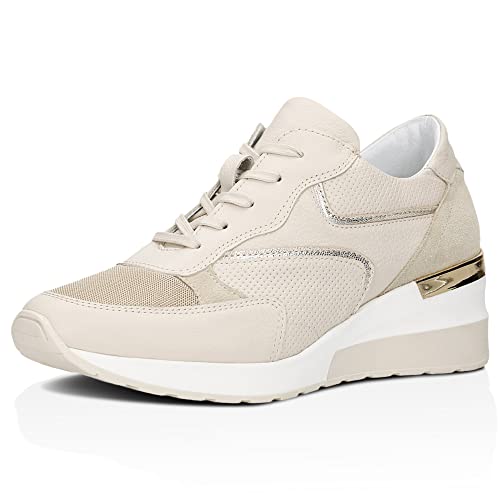 WOJAS - Damensneaker | Gold Elemente | Sport Casual | Bonded Leder | Solide und Praktisch | Beige - 46114-84, Gr. 40 von WOJAS