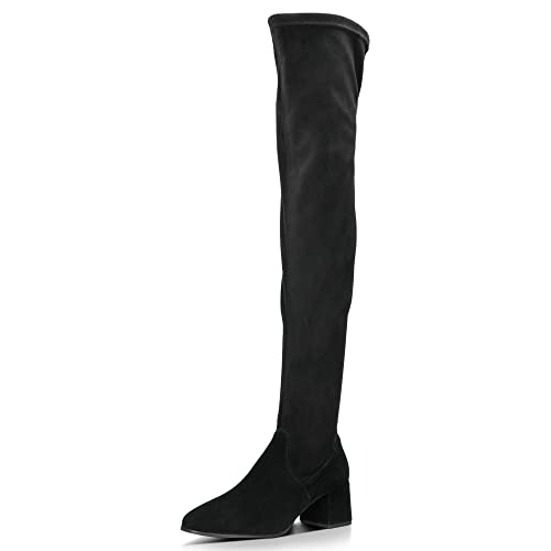 WOJAS - Damenstiefel I Reißverschluss I Stretch und Velours I Weiches Futter I Schafthöhe 59 cm I Bequem und Elegant I für Herbst und Winter I 71013-81 - Schwarz, Gr. 37 von WOJAS