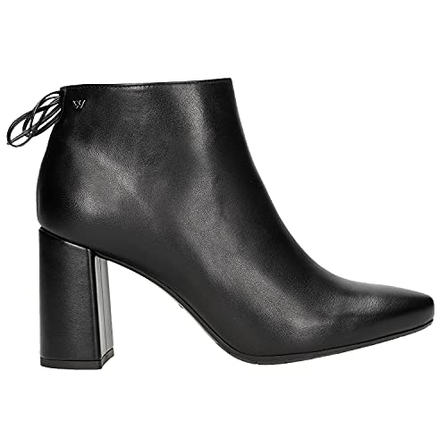 WOJAS - Damenstiefel | Stiefeletten aus Leder | Schuhe mit Blockabsatz | Ideal für Herbst | Damenschuhe mit Spitze | Schwarz 5508851 Gr 37 von WOJAS