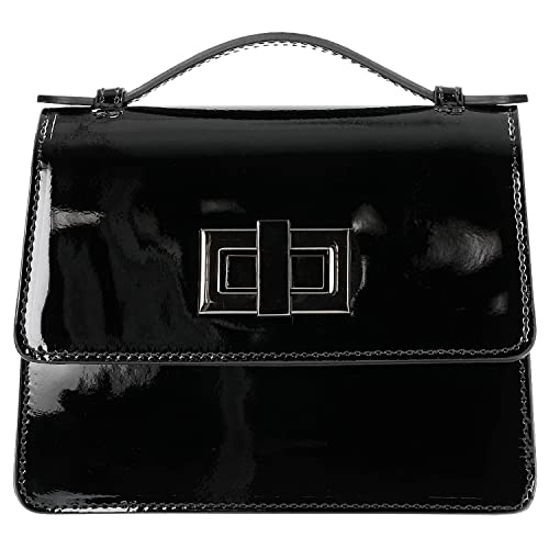 WOJAS - Henkeltasche für Damen | Ledertasche | Modische Handtasche |Lackierte Damentasche | Praktisch und Elegant | Schwarz 80215-31 von WOJAS