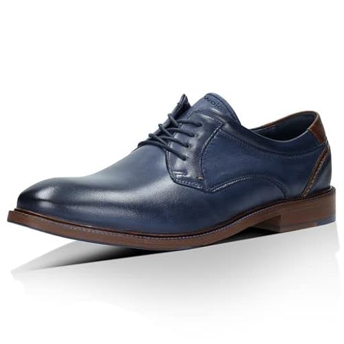 WOJAS - Herren Halbschuhe I Glattleder I mit Braune Einsätze I Weiches Futter I Bequem und Elegant I Formeller Stil I 9071-56 - Dunkelblau, Gr. 43 von WOJAS