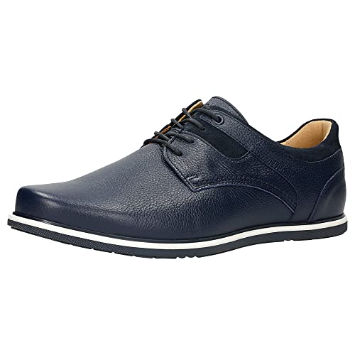 WOJAS - Herren Halbschuhe I Sneaker I Freizeitschuhe I aus Glattleder und Spaltveloursleder I Lederfutter I Weiße Einsätze I Elegant und Bequem I 10027-77 - Dunkelblau, Gr. 40 von WOJAS