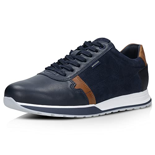 WOJAS - Herren Halbschuhe I Veloursleder I Weiches Innenfutter I Komfort und Bequemlichkeit I Casual Style I Schnürschuhe I Sportschuhe I 10021-76 - Marineblau + Hellbraun, Gr. 43 von WOJAS