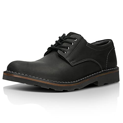 WOJAS - Herren Halbschuhe | Modisch und Bequem | Crazy Horse Leder | Schnürschuhe | Schwarz - 5084-71, Gr. 45 von WOJAS