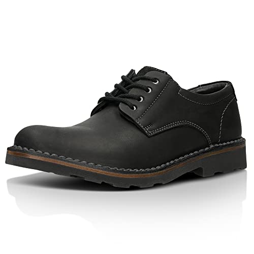 WOJAS - Herren Halbschuhe | Modisch und Bequem | Crazy Horse Leder | Schnürschuhe | Schwarz - 5084-71, Gr. 46 von WOJAS