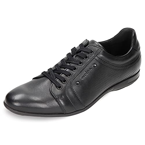 WOJAS Herren Halbschuhe – Schuhe Sneaker Herrenschuhe Leder Glattleder Turnschuhe Herrenhalbschuhe – schwarz, 7004-51, Gr. 45 von WOJAS