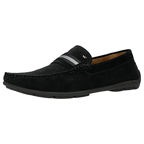 WOJAS - Herren Mokassins I Slipper I aus Hochwertigem Spaltveloursleder I Lederfutter I Bequem und stilvoll I mit Dekorativem Textildetail I 10146-61 - Schwarz, Gr. 41 von WOJAS