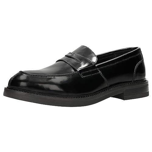 WOJAS - Herren Mokassins Penny Loafer aus Lackleder, Elegante Slipper mit Breiten Absätzen, 10137-31 - Schwarz, Gr. 40 von WOJAS