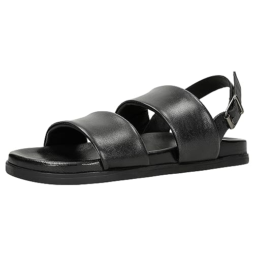 WOJAS - Herren Sandalen aus Glattleder, Verschluss am Knöchel, Ideal für Sommer, Lederfutter, 29013-51 - Schwarz, Gr. 42 von WOJAS