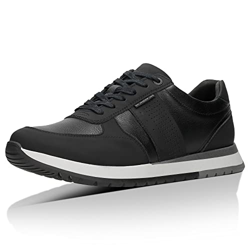 WOJAS - Herren Sneaker I aus Renommiertem Glattleder I Grauen Einsätzen in der Laufsohle I Klassische Schnürschuhe I Modernistischen Design I 10132-71 - Schwarz, Gr. 41 von WOJAS