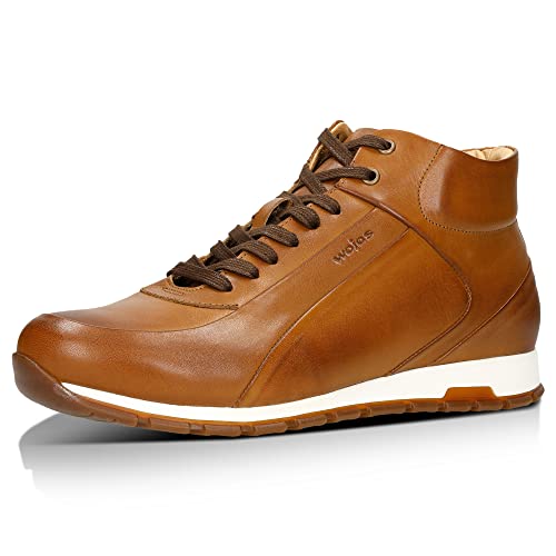 WOJAS - Herren Sneakerboots I aus Leder mit Glatter Oberfläche I Traditionelles Design I Klassischer Stil I 2cm - 3cm Hohe Sohle I 9166-53 - Hellbraun, Gr.42 von WOJAS