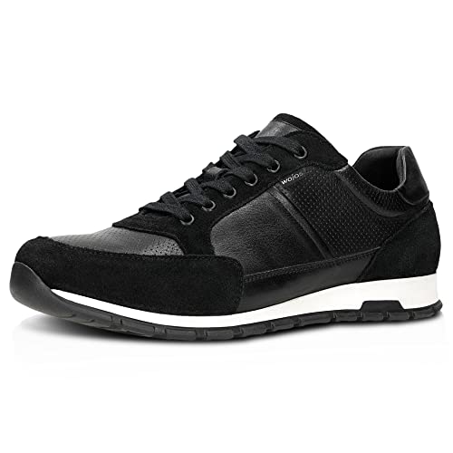 WOJAS - Herren Sneakers/Aus Kombiniertem Leder/Weiches Innenfutter/Sportlicher Style / 10051-71- Schwarz, Größe 40 von WOJAS