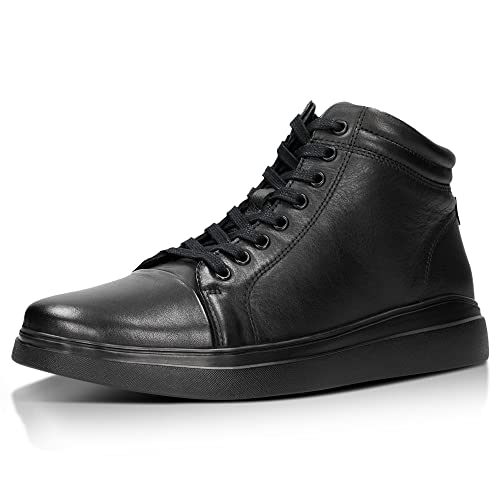 WOJAS - Herren Turnschuhe I Mit Reißverschluss I Für wärmere Tage I Modischer und attraktiver Schnitt I Aus Glattleder I Sohle 2,5 cm - 3 cm I 24025-51 - Schwarz, Gr.40 von WOJAS