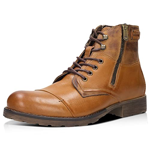 WOJAS - Herrenstiefel I Solide Konstruktion I Kombination aus Glattleder mit Flexiblem Nubukleder I Isoliertes Futter I 13 cm Hoher Schaft I 8234-73 - Braun, Gr.43 von WOJAS