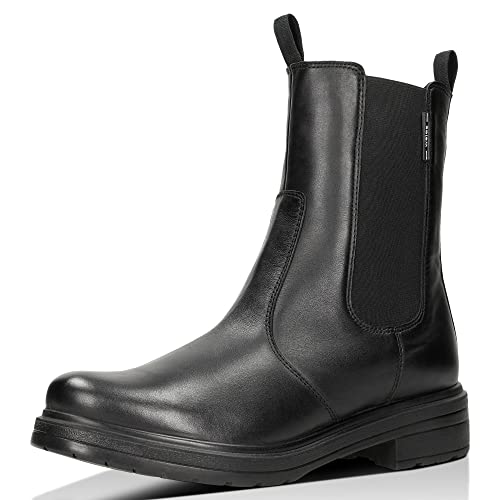 WOJAS - Hohe Damen Stiefeletten I aus Hochwertigem Glattleder I Ausgeprägte Profilsohle I Breite Absatz I Damenstiefeletten für Frostige Wintertage I Casual Stil I 55110-51 - Schwarz, Gr. 39 von WOJAS